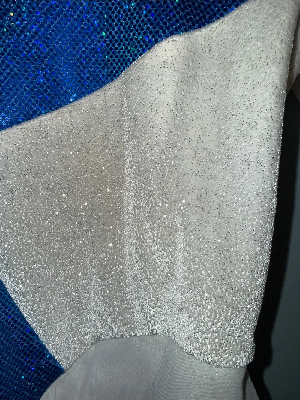 Girls size M 8-10 Ice Skating Dress White and cobalt blue glittery ~ Custom Made
